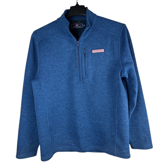 Vineyard Vines Mountain Quarter Zip Fleece Sweater Pullover Blue Men's Medium - Picture 4 of 10